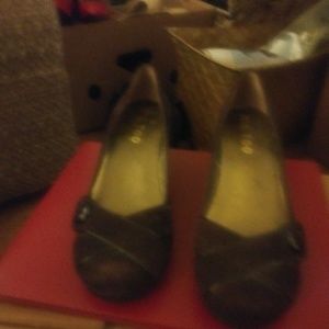 Brown suede platforms